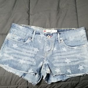 Levi’s Light Wash Demin Shorty Shorts w/Stars SZ 5